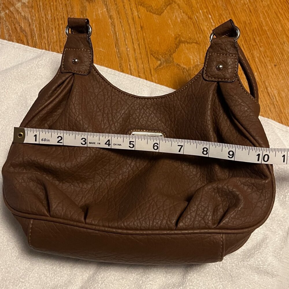 Rosetti New York Woman's Faux Leather double handle shoulder bag. Textured Brown - Picture 9 of 10